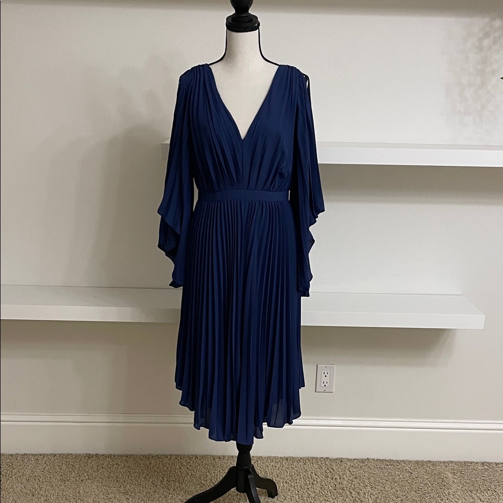 White House Black Market Elegant Blue Long Sleeve Dress